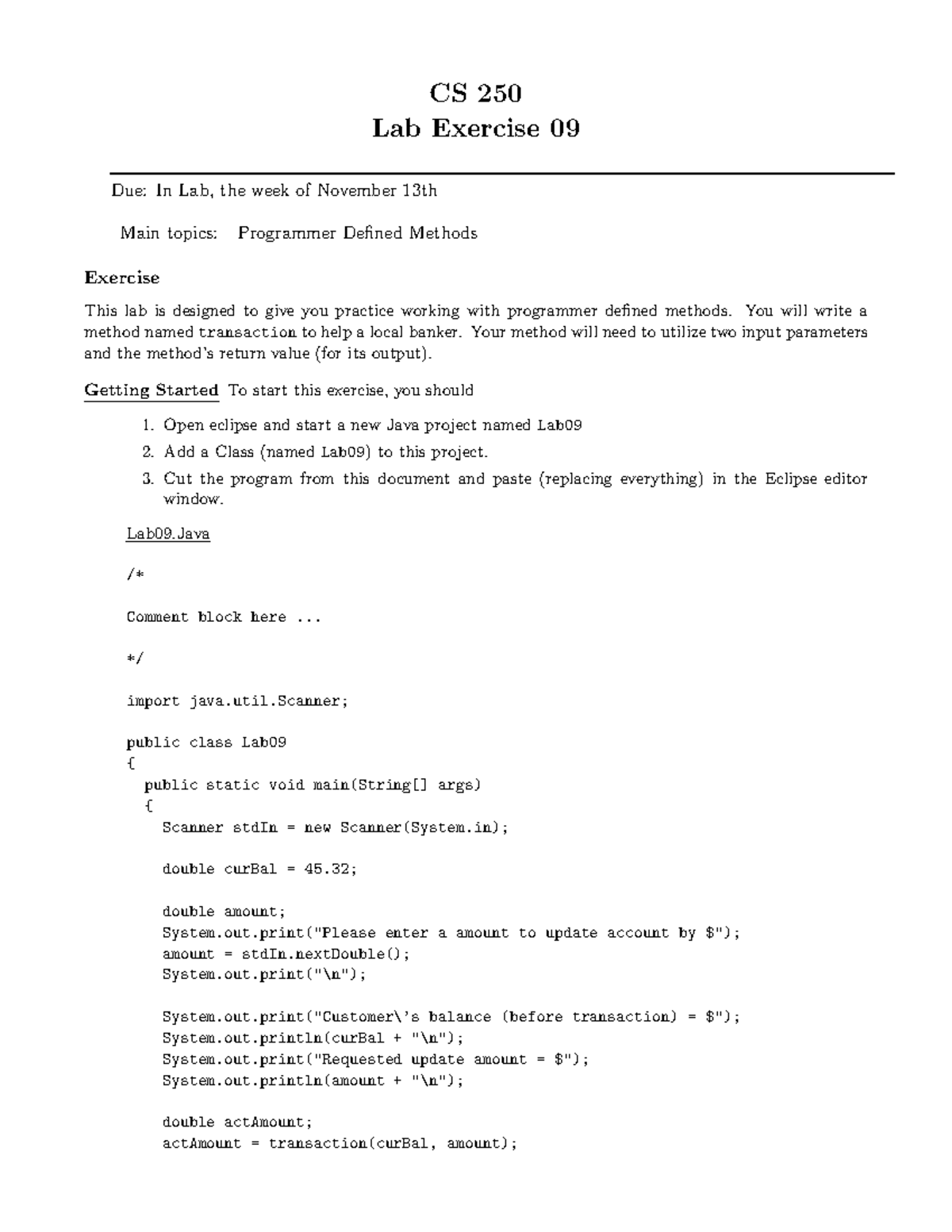 Lab 09 - Lab 9 For CS 250 - Intro To Computer Programming - CS 250 Lab ...