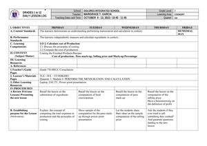 Procedure in Taking Body Measurements - Procedure in Taking Body ...