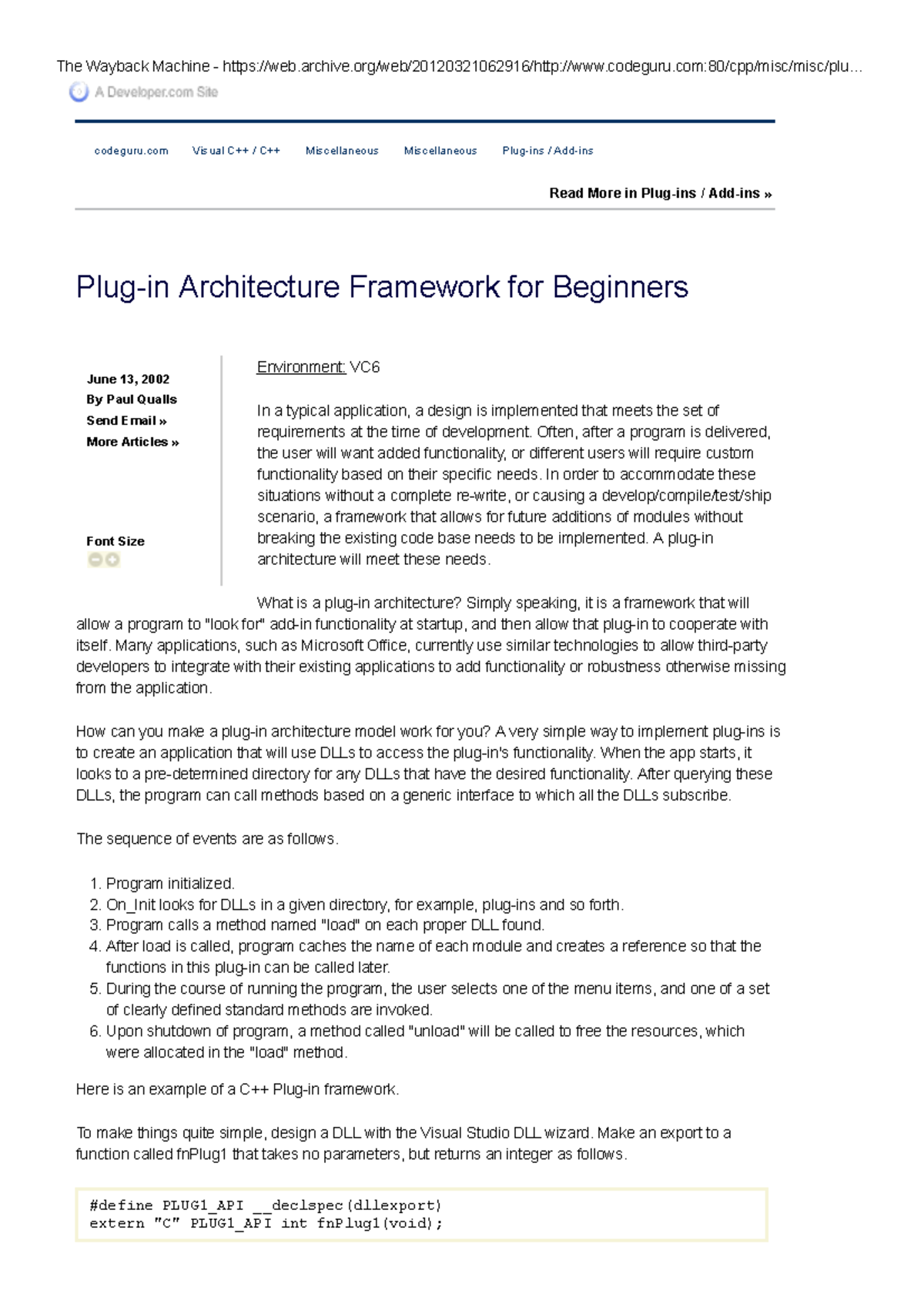 Plug-in Architecture Framework For Beginners - Codeguru Visual C++ ...