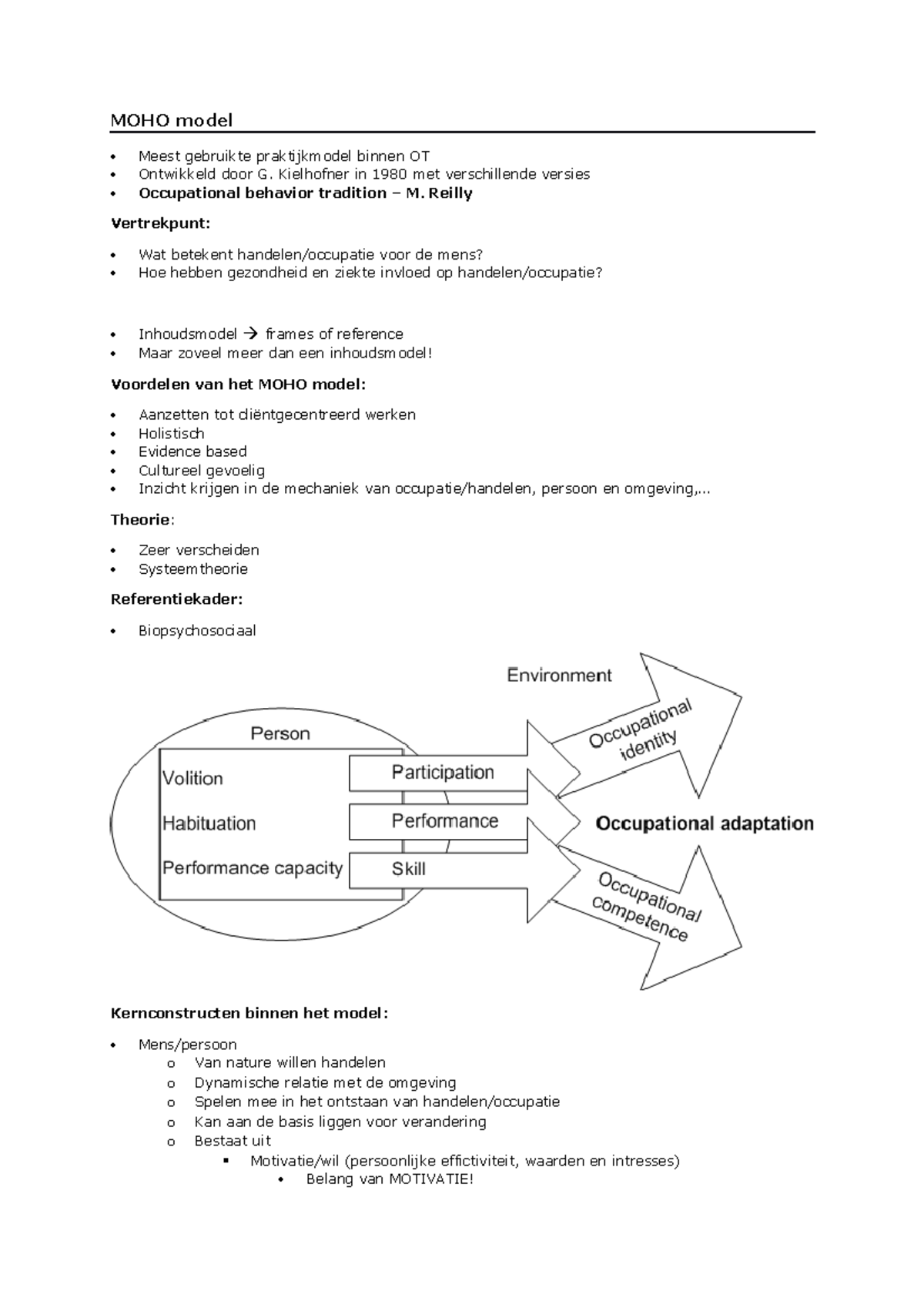 MOHO model - MOHO model Meest gebruikte praktijkmodel binnen OT ...