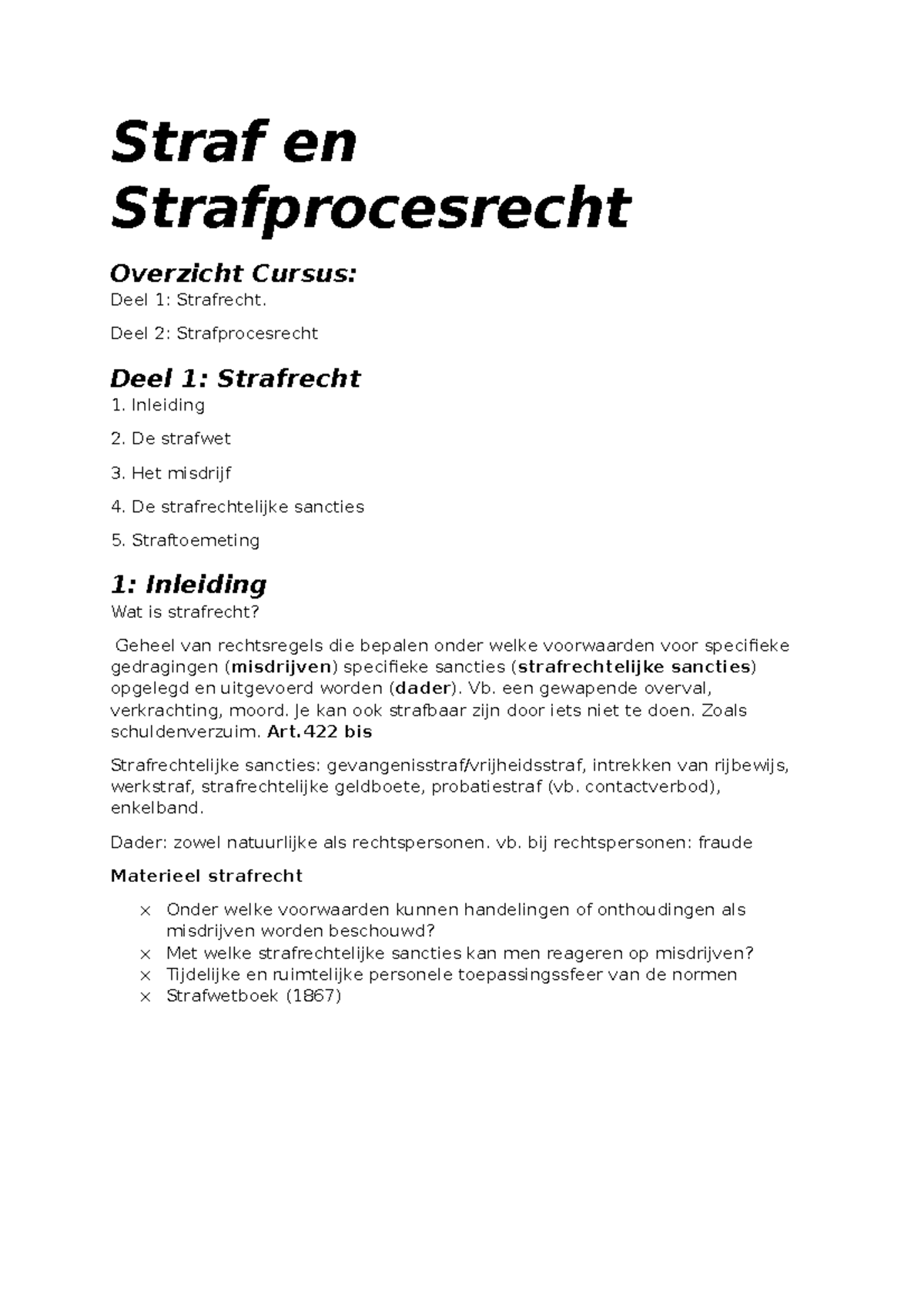 Straf-en-Strafprocesrecht - Straf En Strafprocesrecht Overzicht Cursus ...