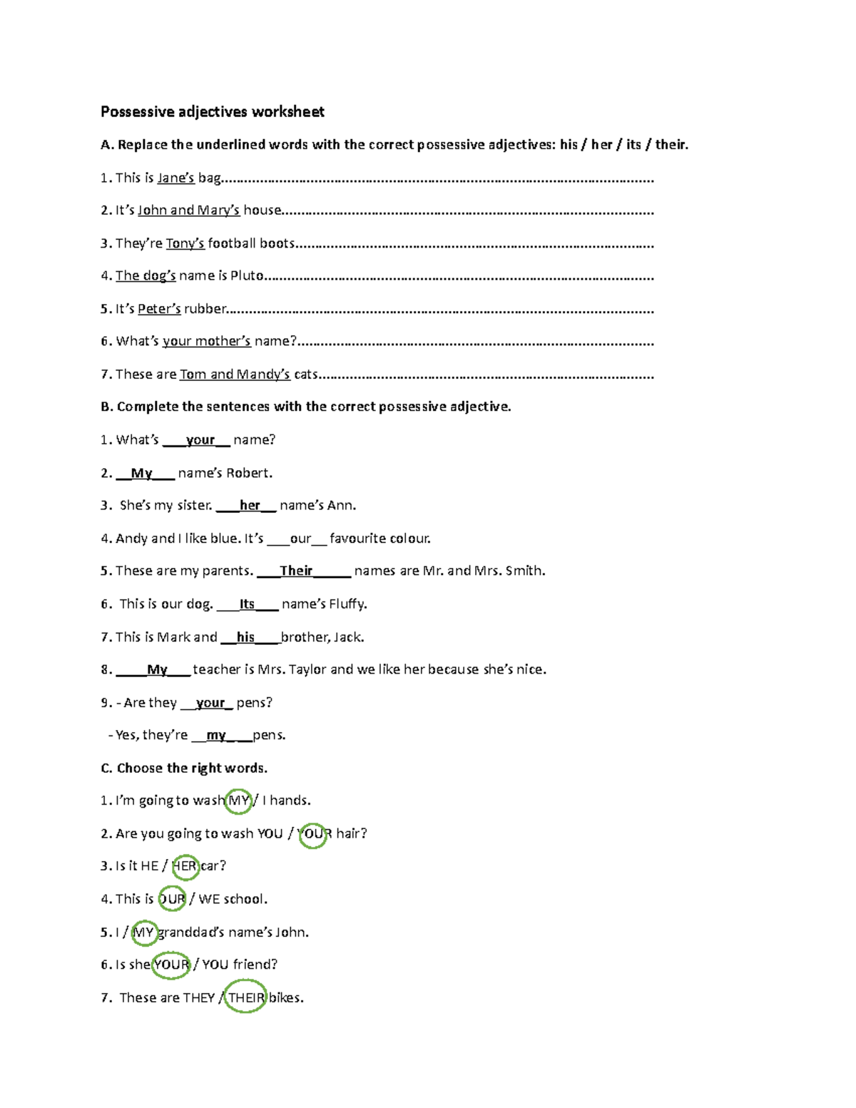 Avilez Angie Possessive adjectives worksheet - Possessive adjectives ...
