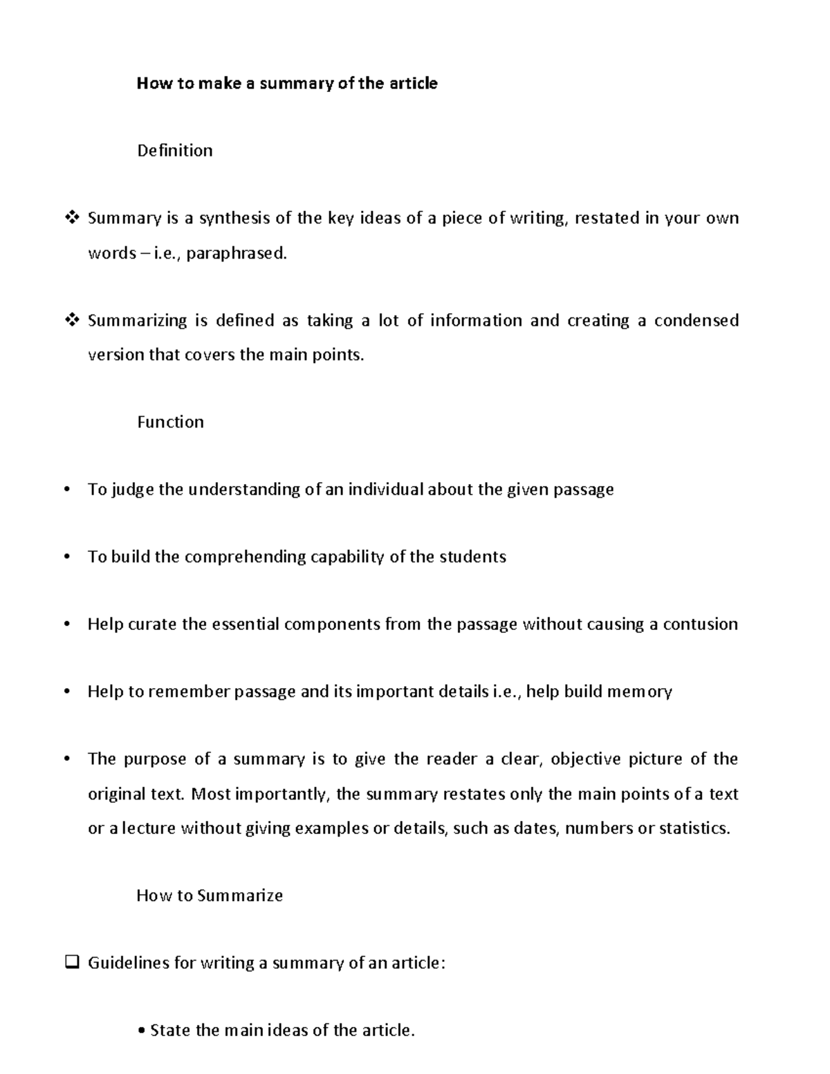 How To Make A Summary Of The Article How To Make A Summary Of The