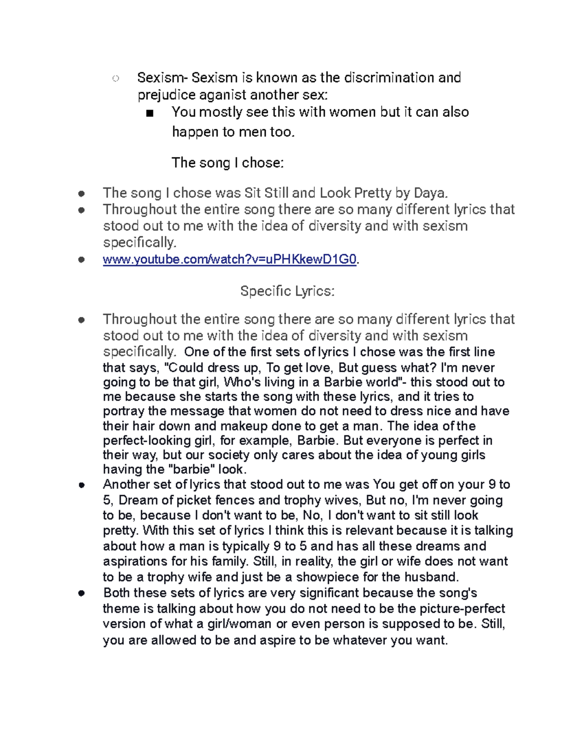 Isms assignment - Sexism- Sexism is known as the discrimination and ...