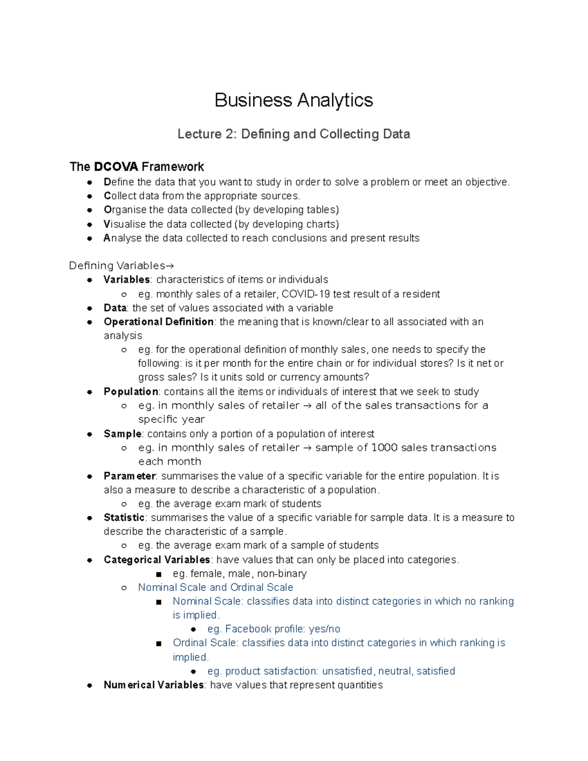 Lecture 2 Defining and Collecting Data - Collect data from the ...