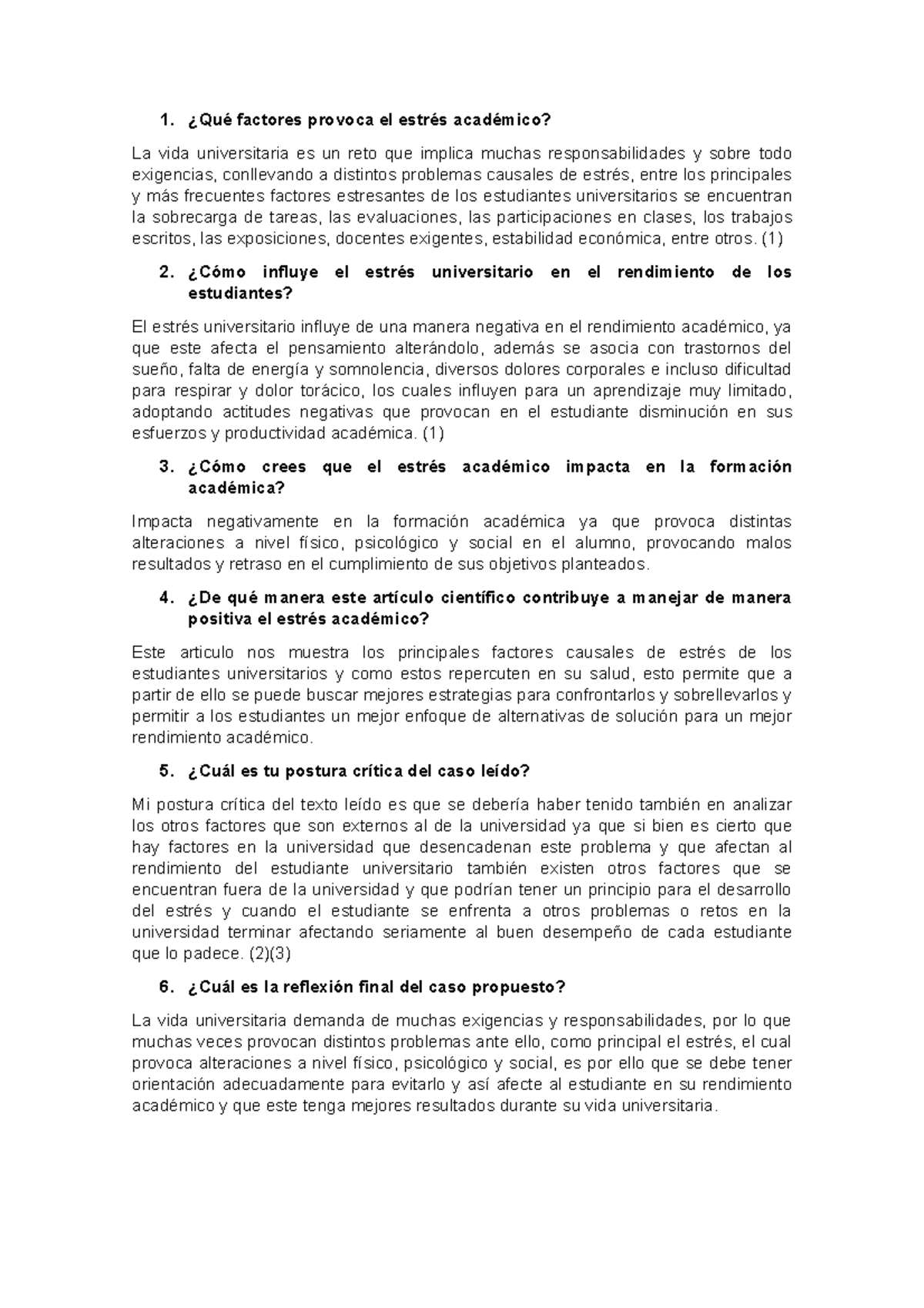 ingles castellano ¿Qué factores provoca el estrés académico? La