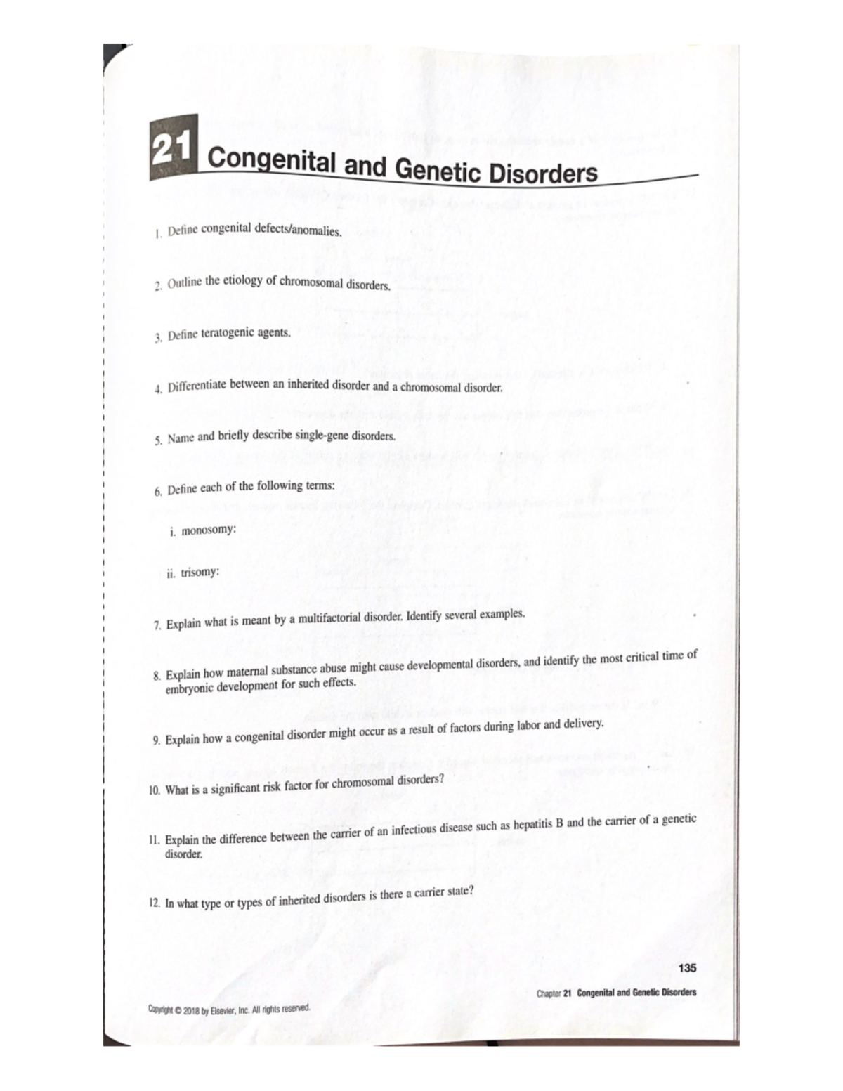 21 Congenital and Disorders questions NURS1420P Studocu