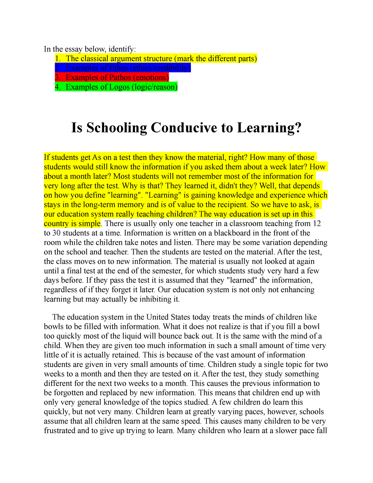 classical learning essay
