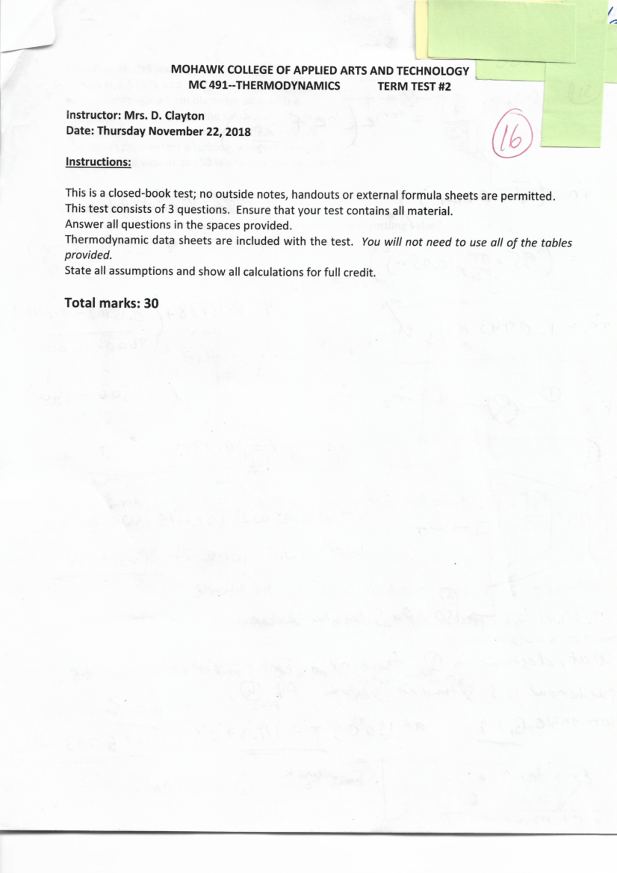 fALL Exam 2019 FOR mid term 2018 - i l 7 L_._\ MOHAWK COLLEGE OF ...