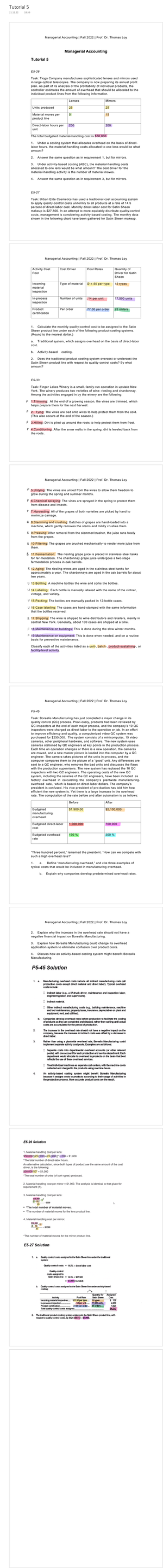 Tutorial Managerial Accounting 2 Managerial Accounting Fall 2021 Prof Dr Katharina 1416