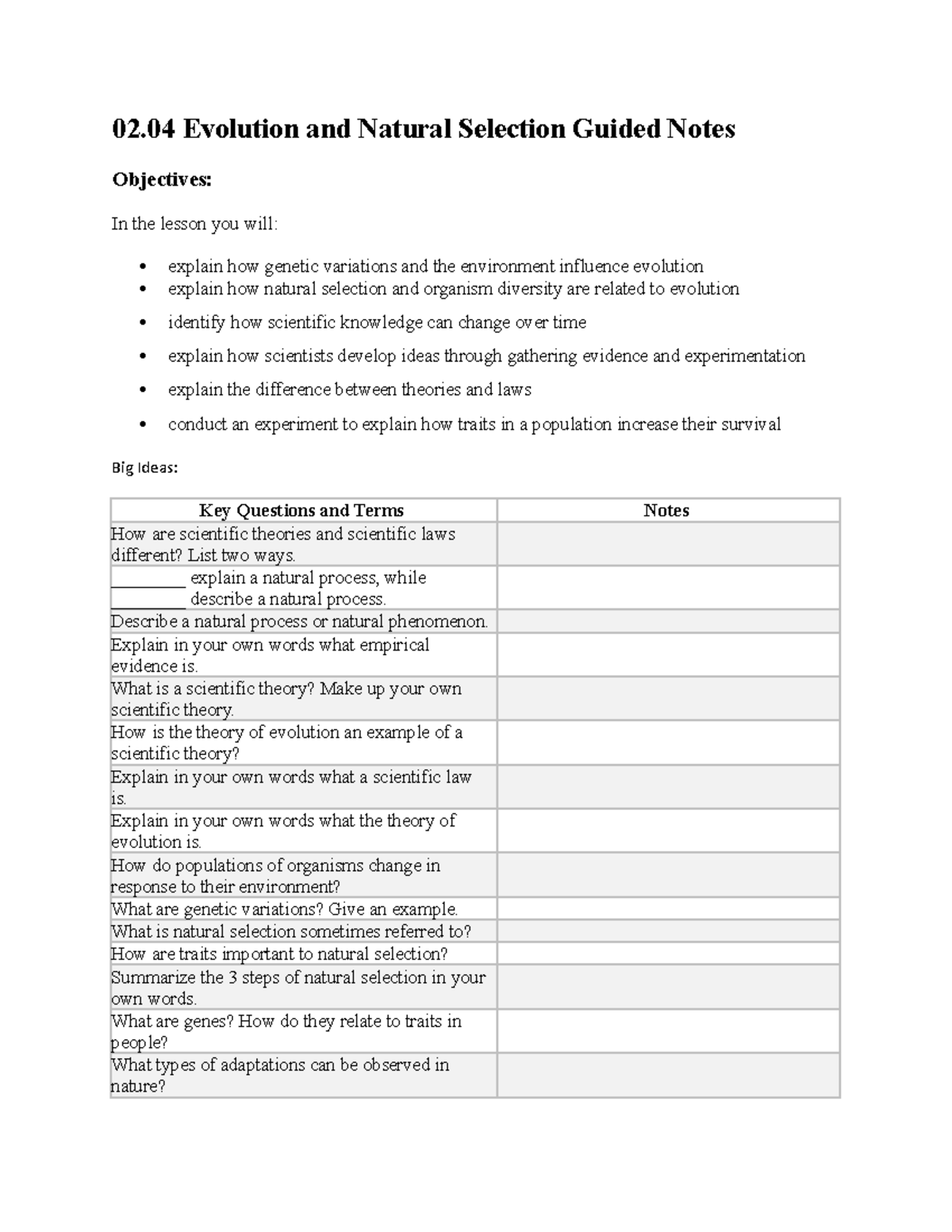 2 Csfsdf 02 Evolution And Natural Selection Guided Notes Objectives 2-csfsdf-02-evolution-and-natural-selection-guided-notes-objectives