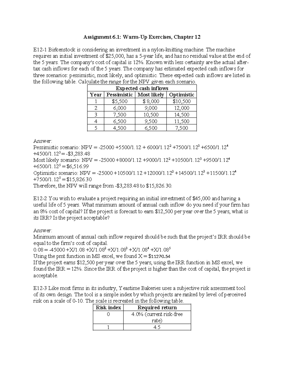 Assignment 6 1 Warm-Up Exercises Chapter 12 - Assignment 6: Warm-Up ...