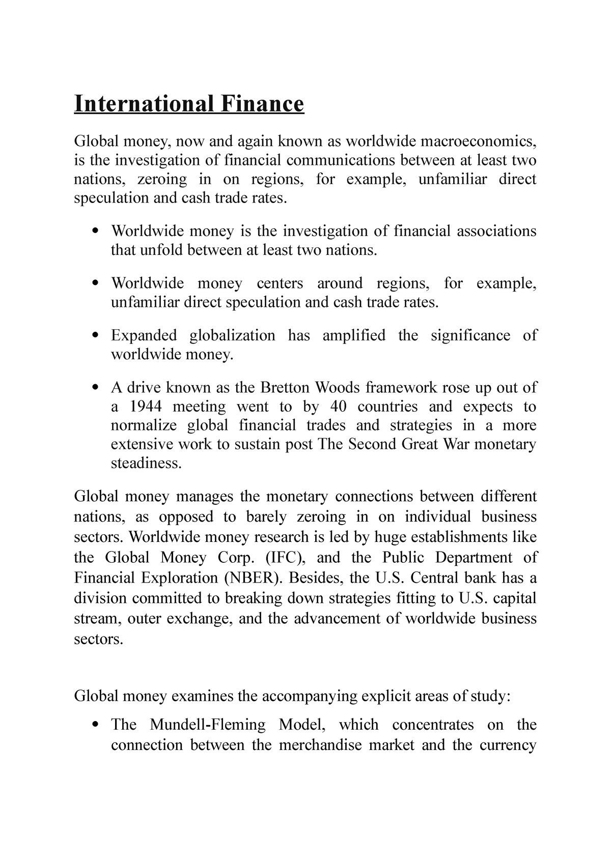 international finance research paper topics