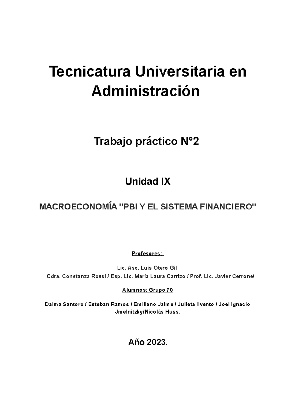 TP N°2 Economía - TP UTN - Tecnicatura Universitaria en Administración ...