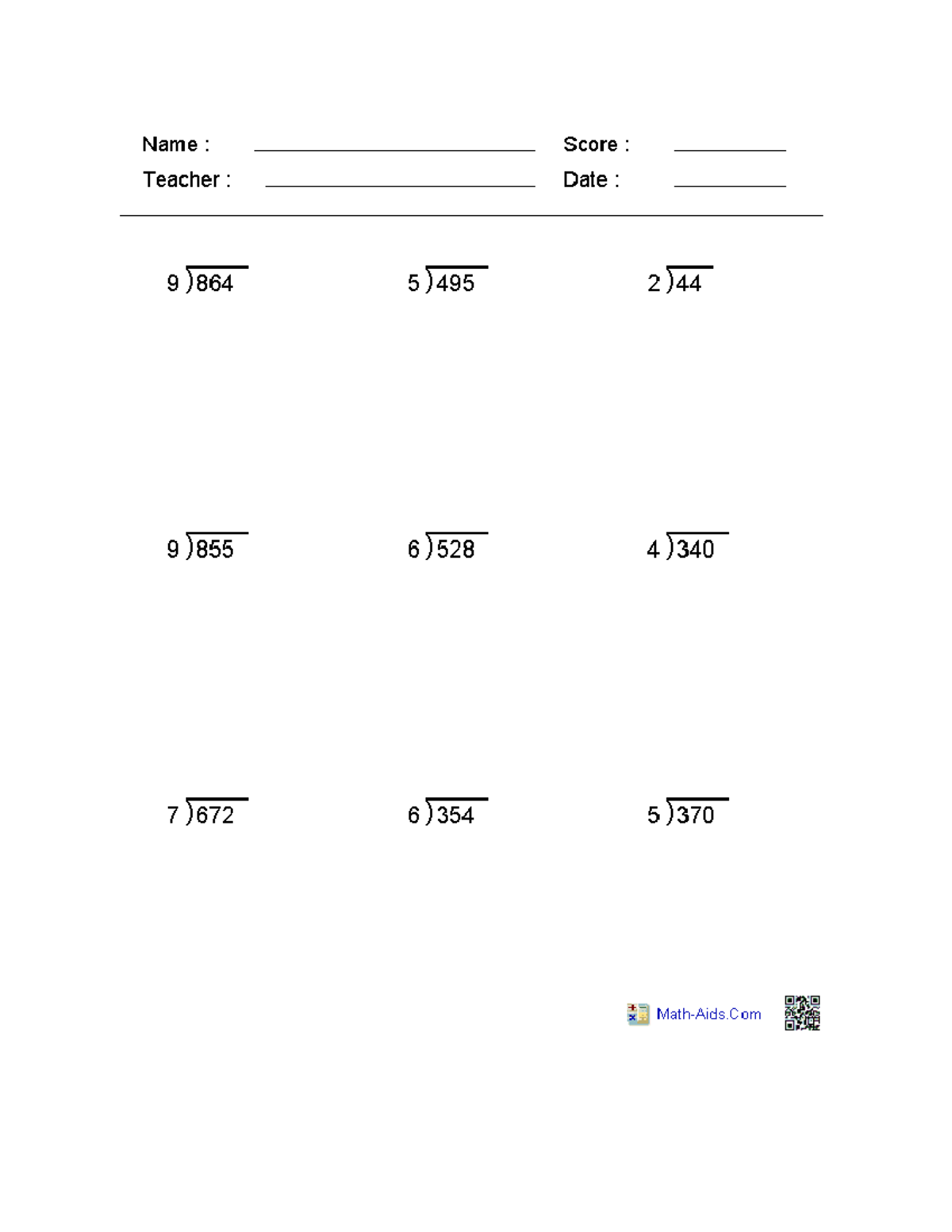 Calculus Math Notes - Mat137Y1 - Name : Score : Teacher : Date : 9) 864 ...