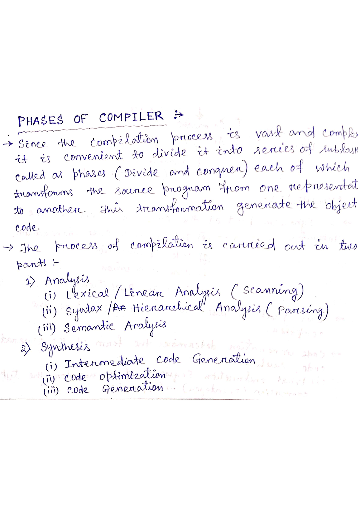 Unit1 Phases Of Compiler - First Semester B-tech - Studocu