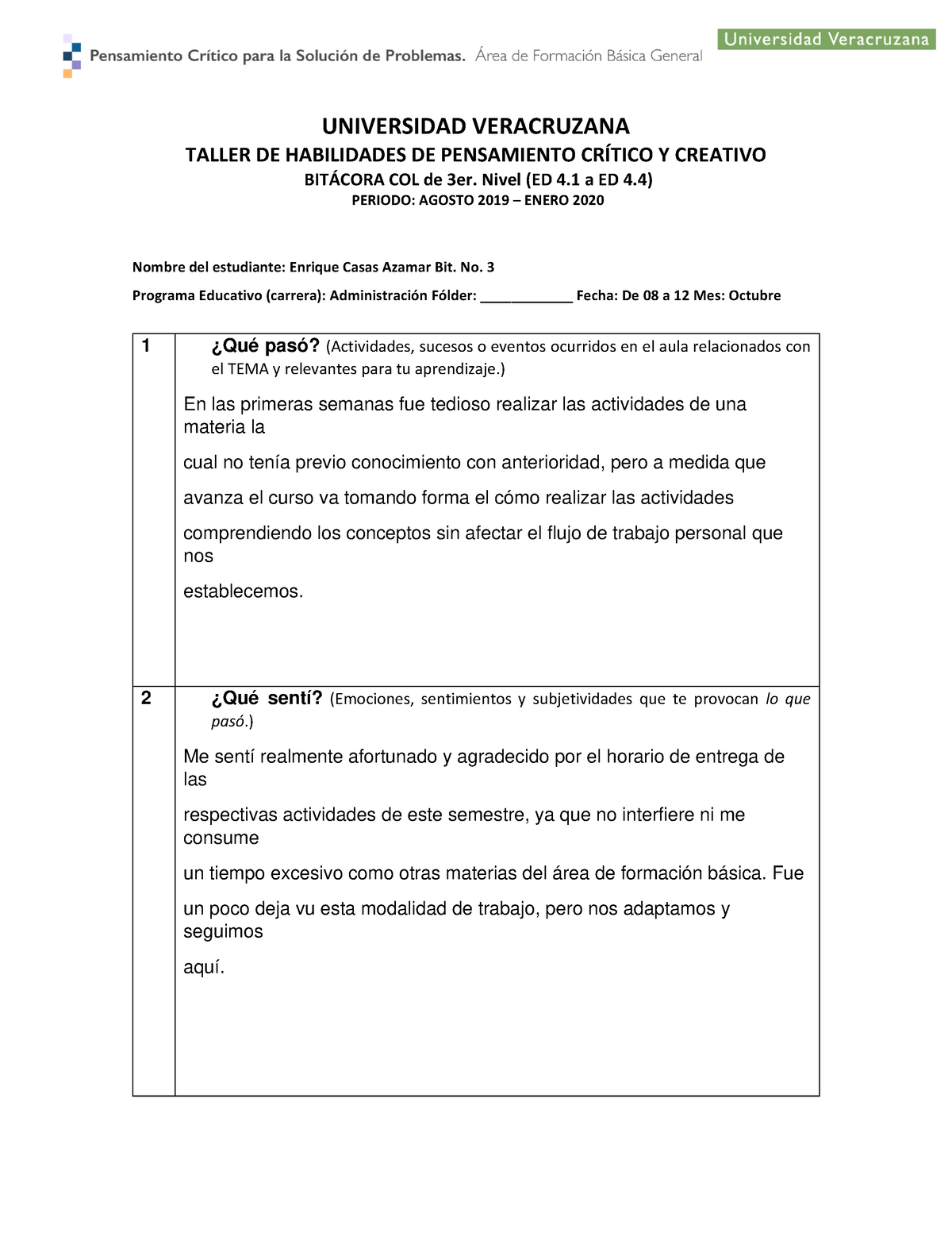 ED08 Casas Enrique - Actividad 8 - UNIVERSIDAD VERACRUZANA TALLER DE ...