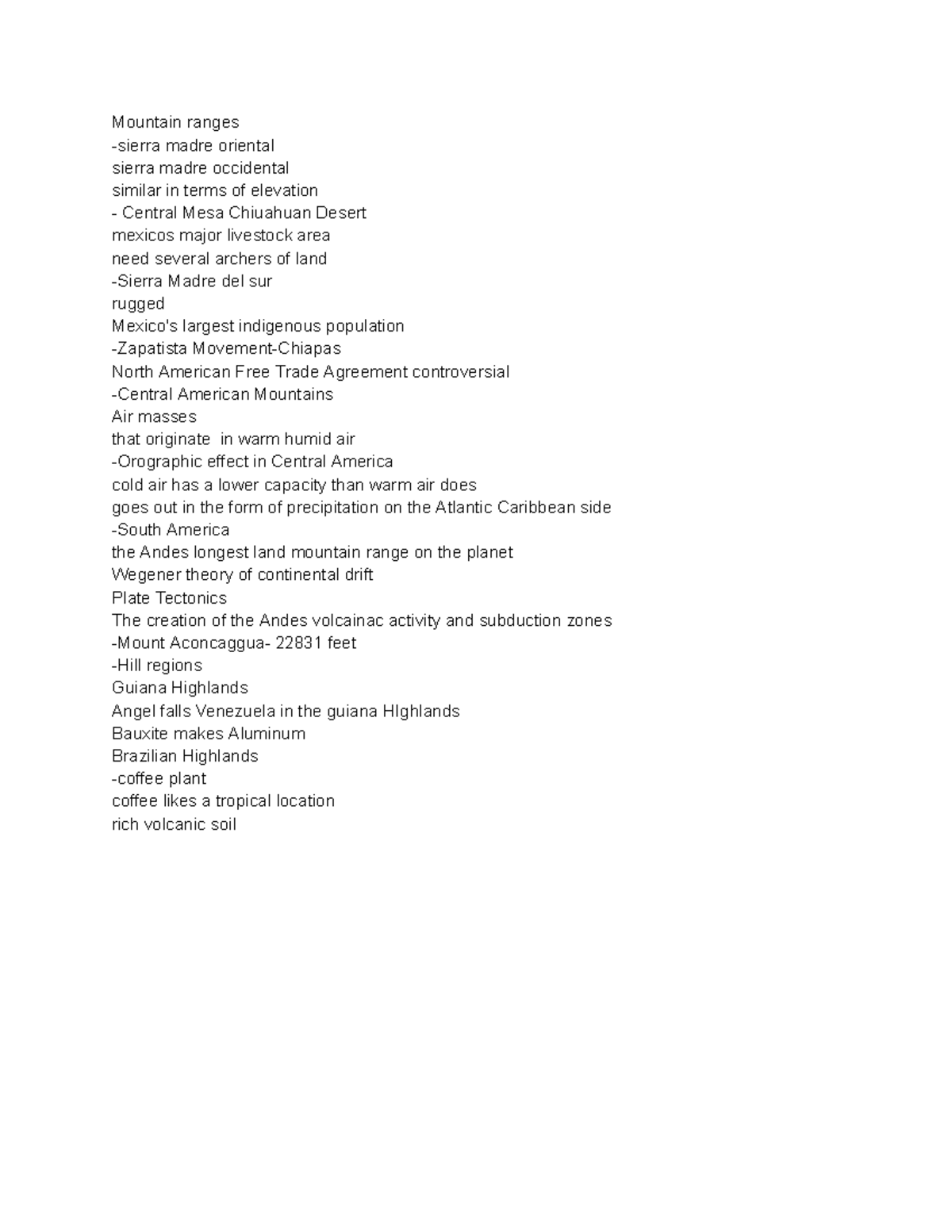 World geo unit 1 - notes - Mountain ranges -sierra madre oriental ...
