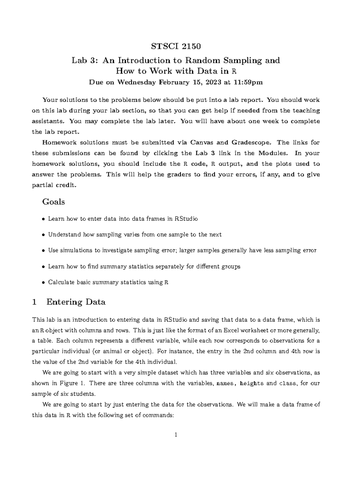 Stsci 2150 LAB 3-5 - lab 3 - STSCI 2150 Lab 3: An Introduction to ...