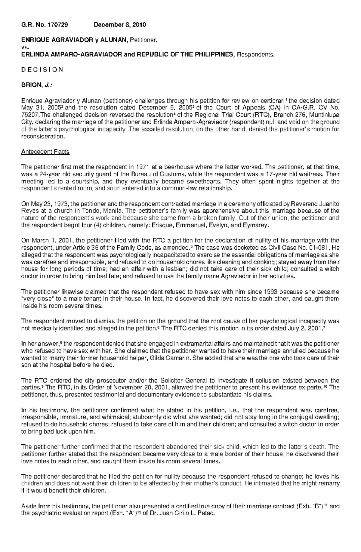 79 Agraviador v Amparo-Agraviador - G. No. 170729 December 8, 2010 ...