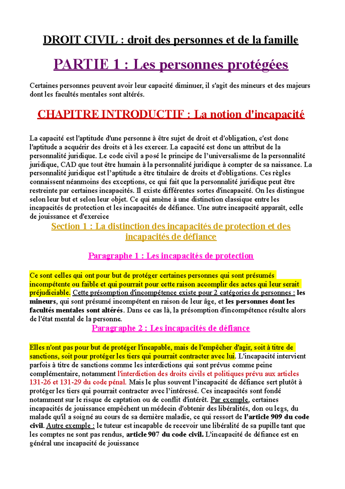 Droit Civil - Droit Des Personnes Et De La Famille L1 - DROIT CIVIL ...