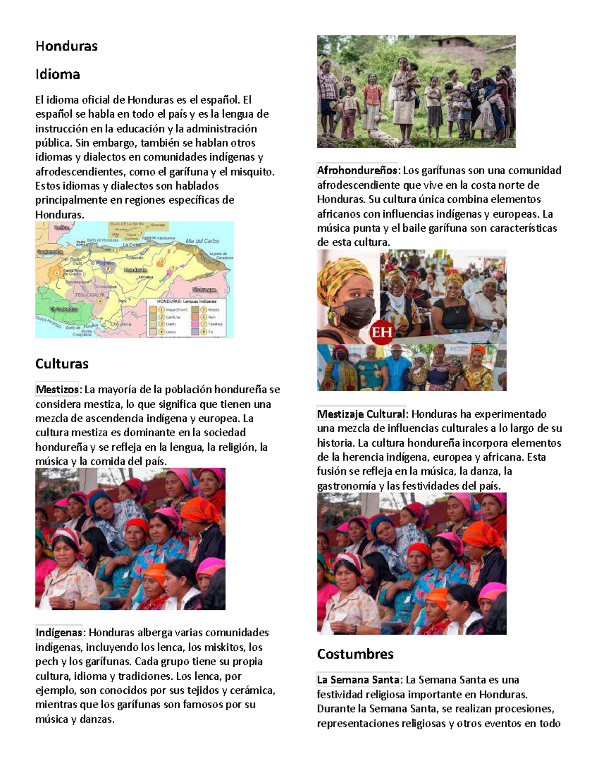 Honduras - El español se habla en todo el país y es la lengua de ...