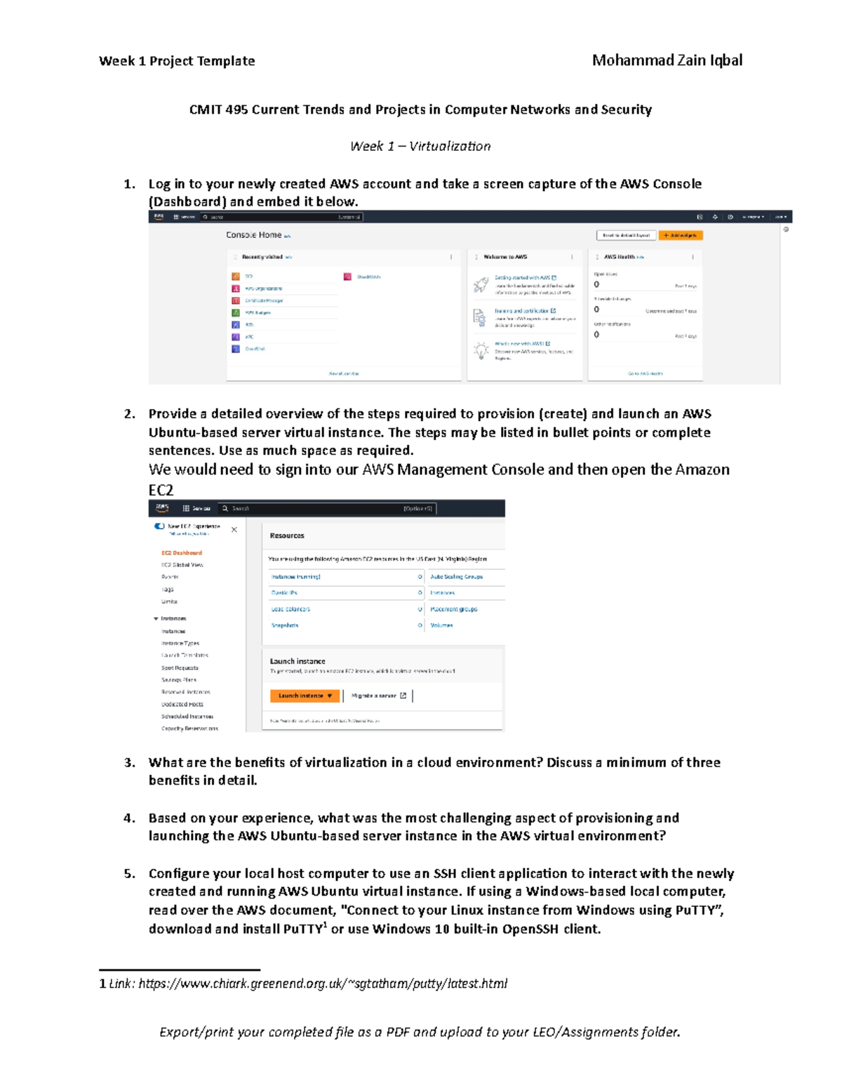 Virtualization Assignment Template Week 1 Project Template Mohammad