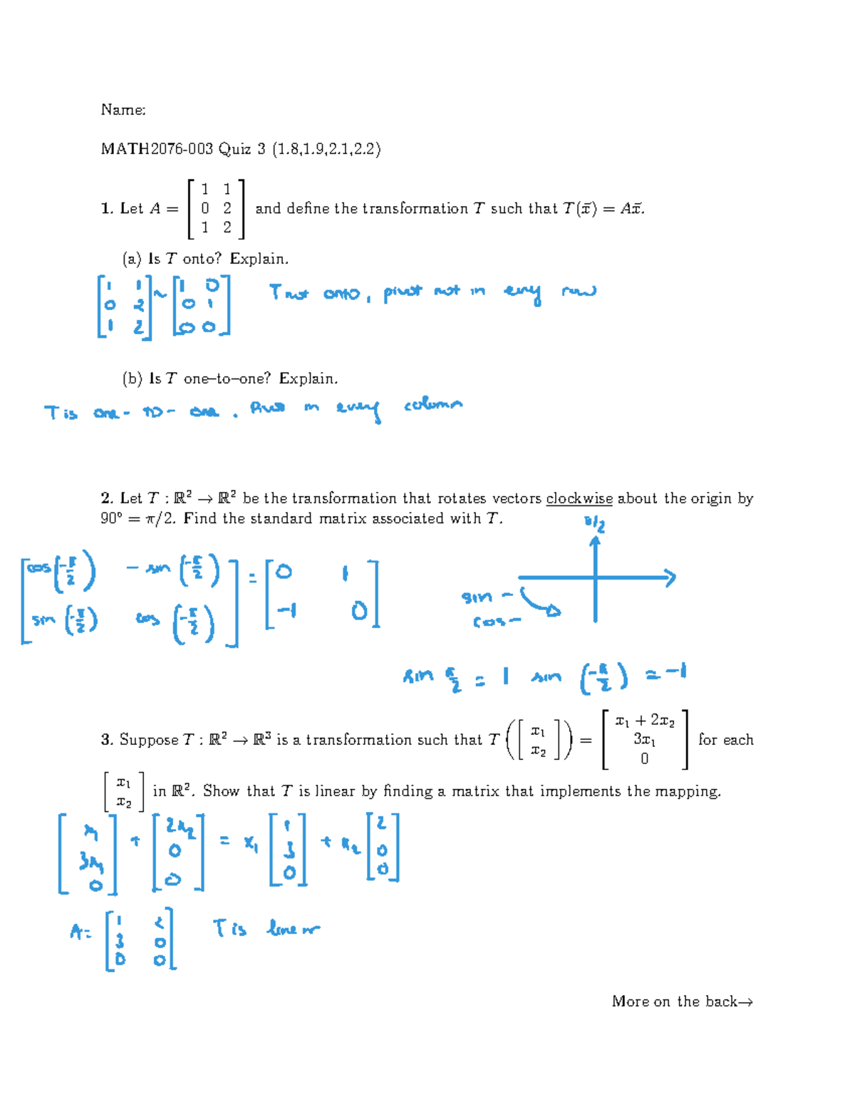 Quiz+3 - Quiz 3 - Name: MATH2076-003 Quiz 3 (1,1,2,2) 1. Let A = 2 4 1 ...
