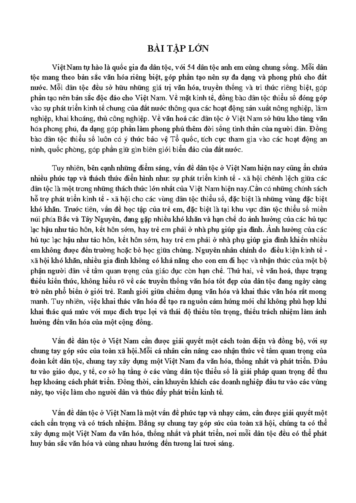 43 Vũ Ngọc Trâm - BÀI TẬP LỚN Việt Nam tự hào là quốc gia đa dân tộc ...