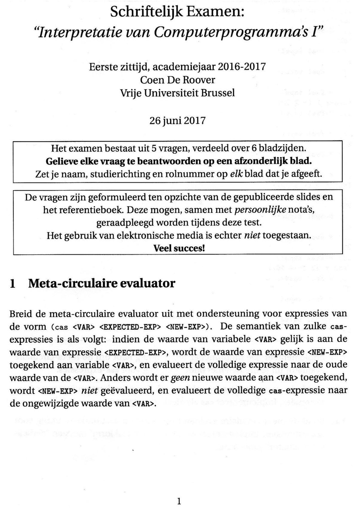 ICP1 2016-2017 1e Zit - Schriftelijk Examen - Interpretatie Van ...