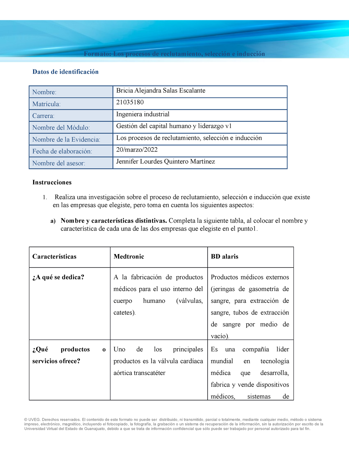 Salas Bricia RSI-1 - Ensayo - Formato: Los Procesos De Reclutamiento ...