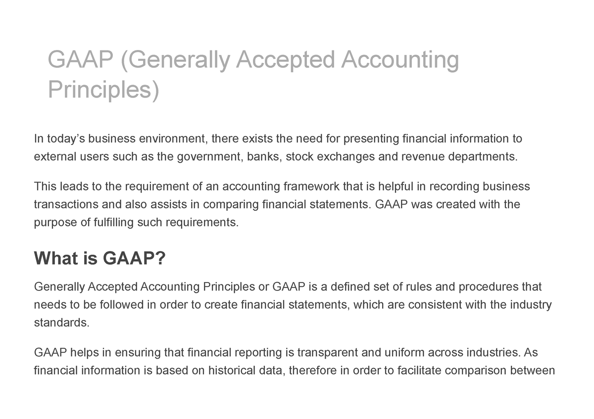 GAAP (Generally Accepted Accounting Principles) - GAAP (Generally ...