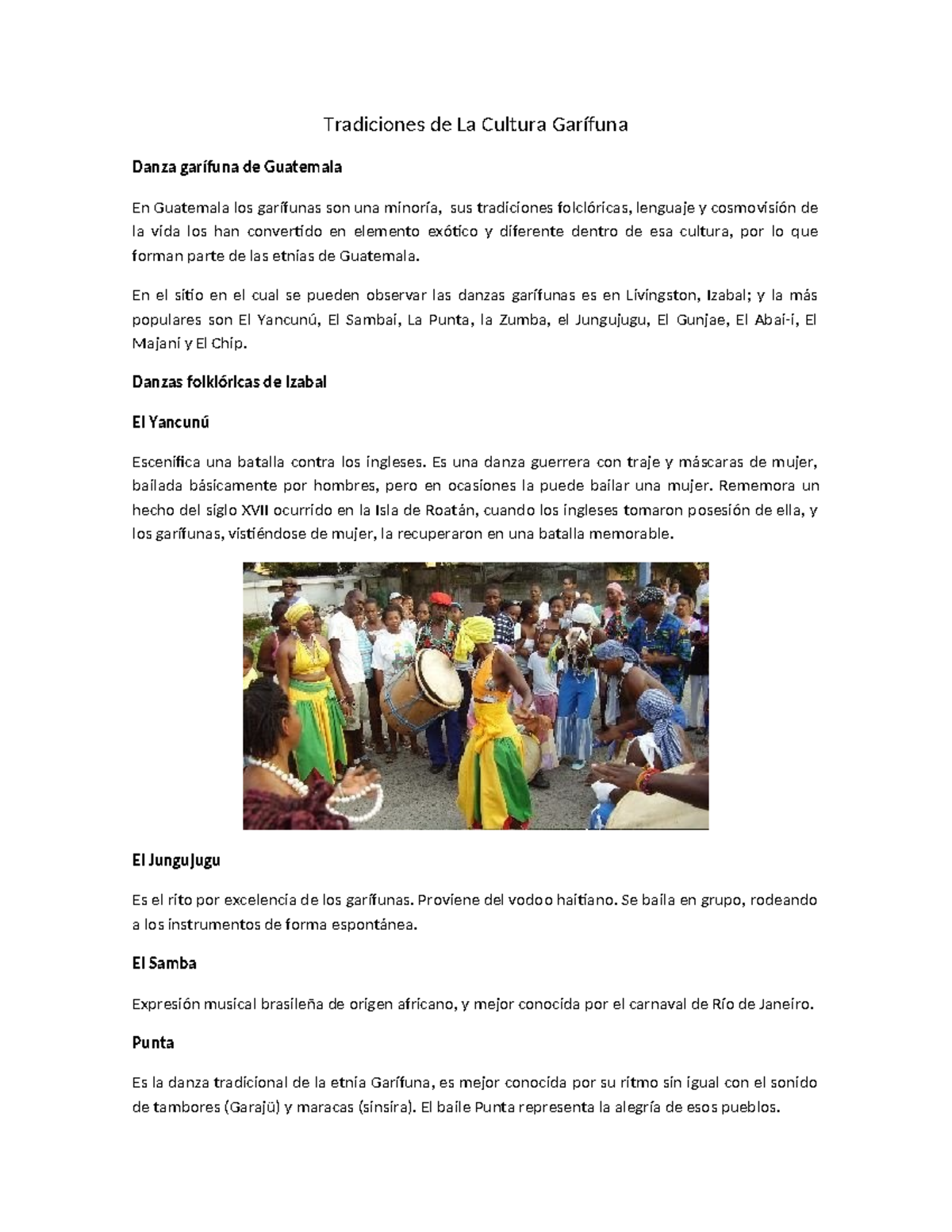 Tradiciones de La Cultura Garífuna - Tradiciones de La Cultura Garífuna ...