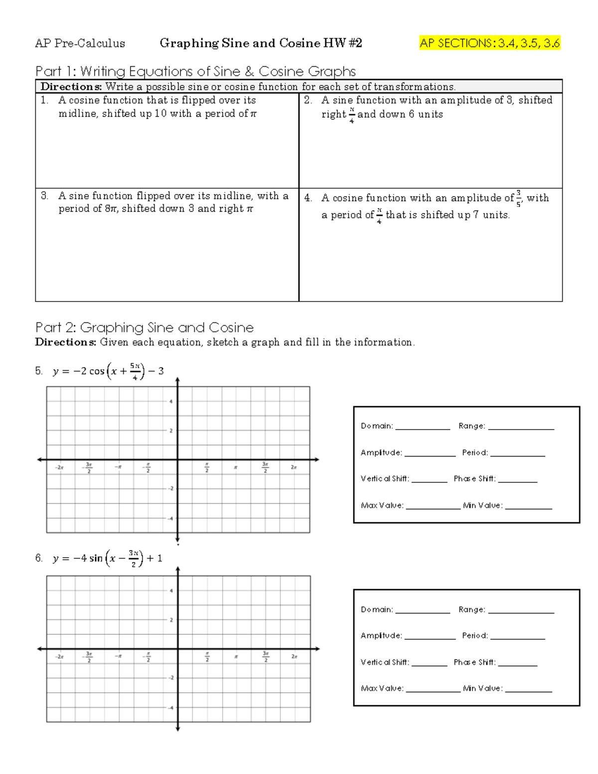 Kami Export - Veer Agarwal - AP Pre-Calculus Graphing Sine and Cosine ...