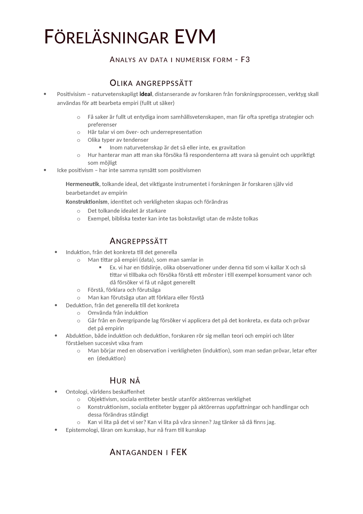 Föreläsningar EVM F3-F10 - FÖRELÄSNINGAR EVM ANALYS AV DATA I NUMERISK ...