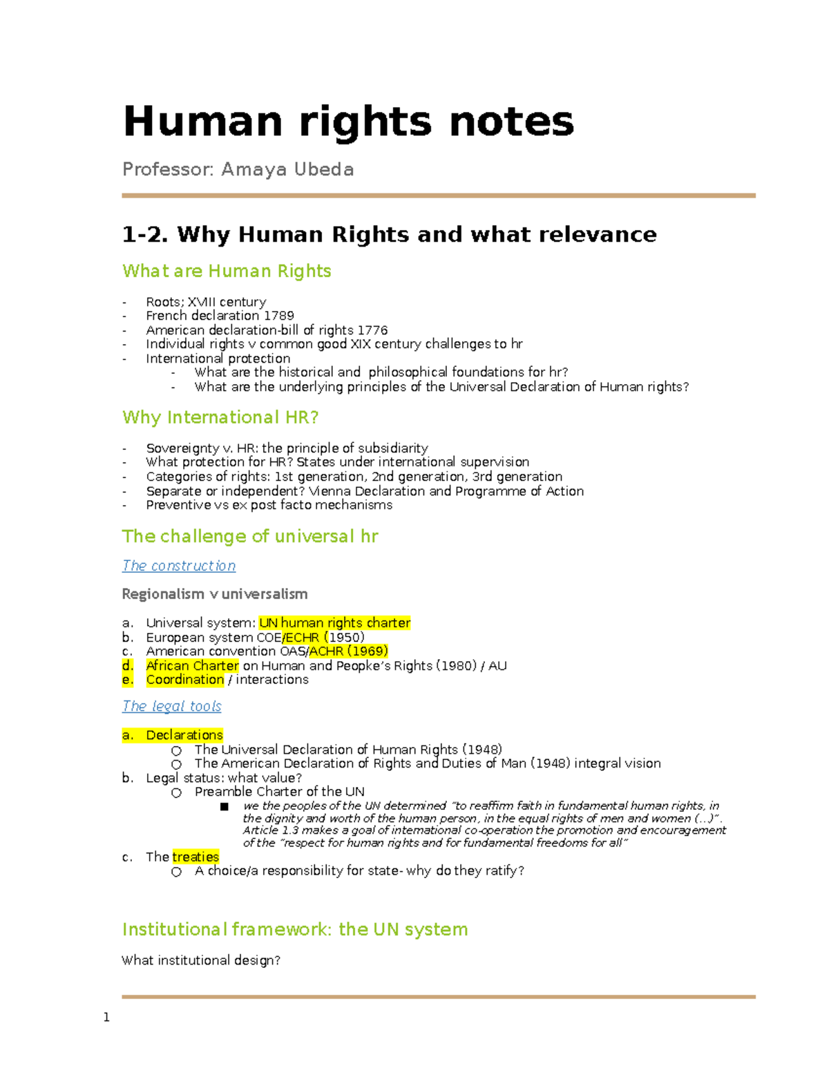 Human Rights Notes Human rights notes Professor Amaya Ubeda 12. Why