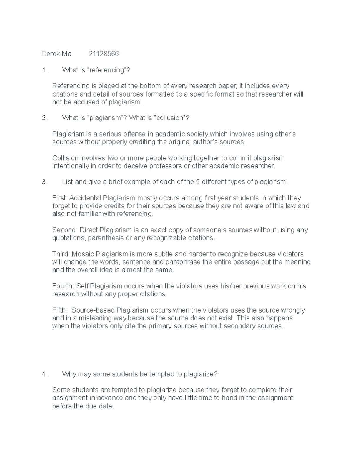 Reference Assignment - psy 102 - Derek Ma 21128566 What is “referencing ...