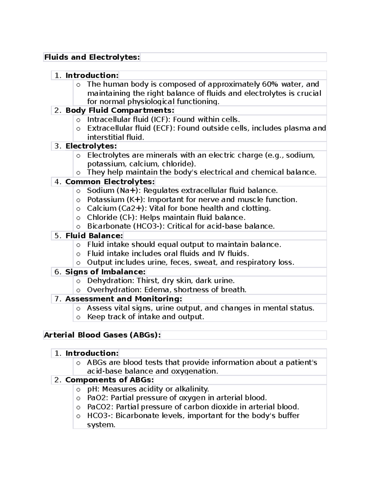 Fluids and electrolytes - Fluids and Electrolytes: 1. Introduction: o ...