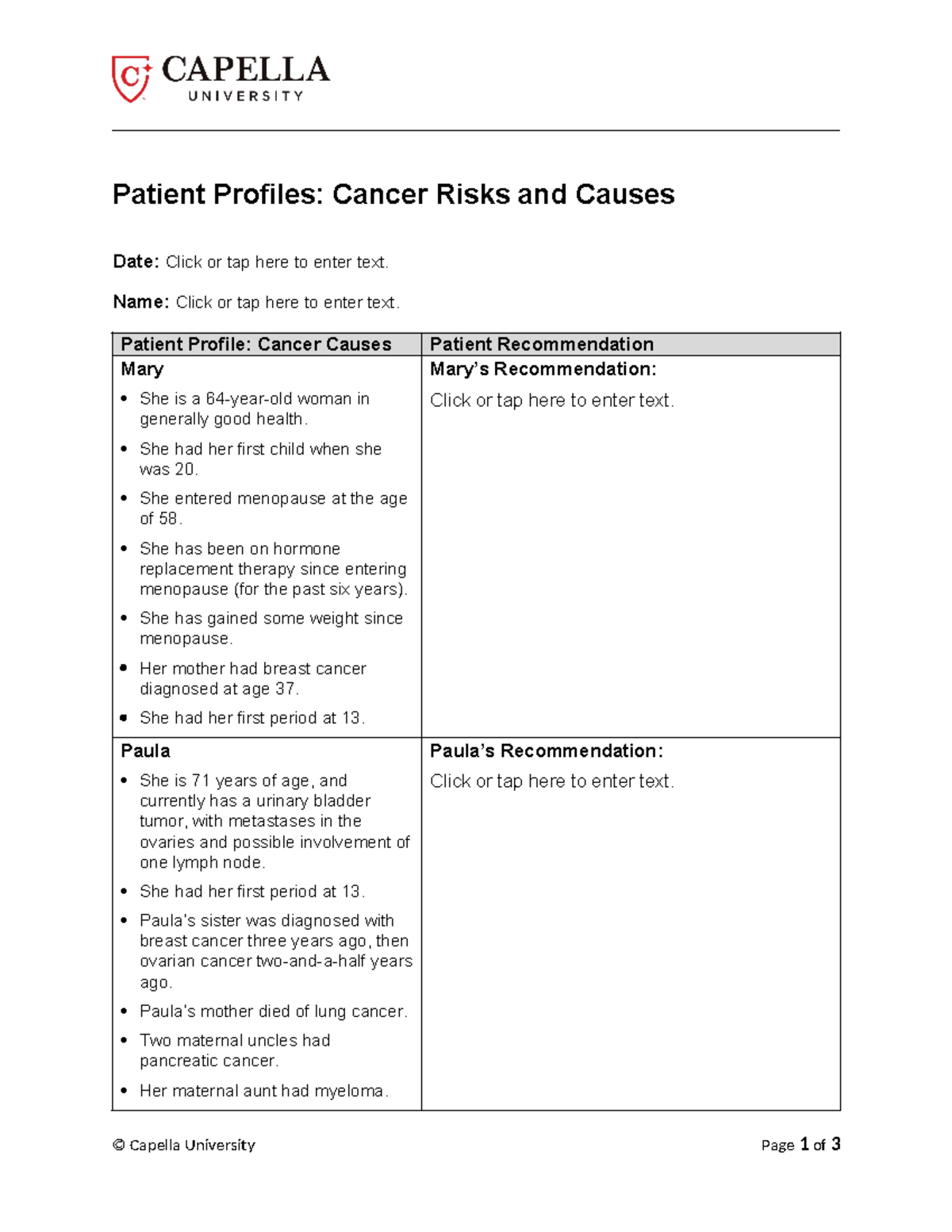 Cf patient cancer risks causes - Patient Profiles: Cancer Risks and ...