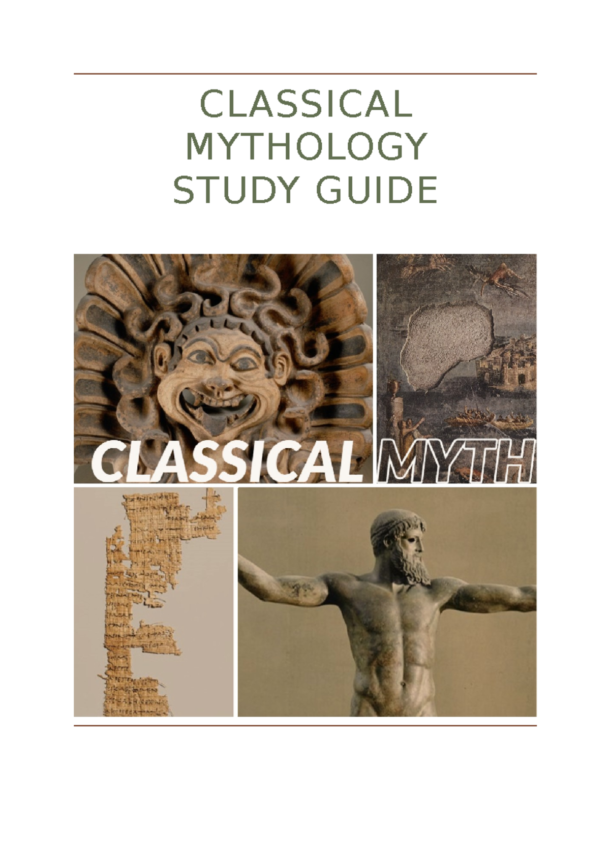 Module 1 Study Guide - CLASSICAL MYTHOLOGY STUDY GUIDE MODULE 1: THE ...