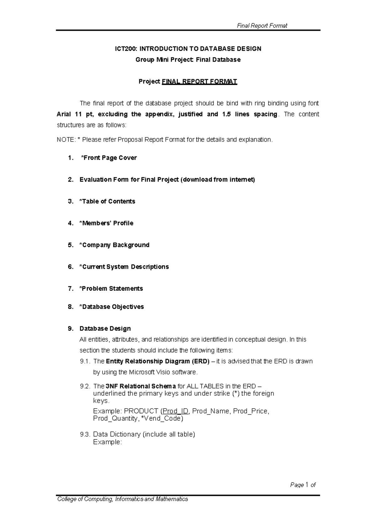 Final report format - dadsda - Final Report Format College of Computing ...