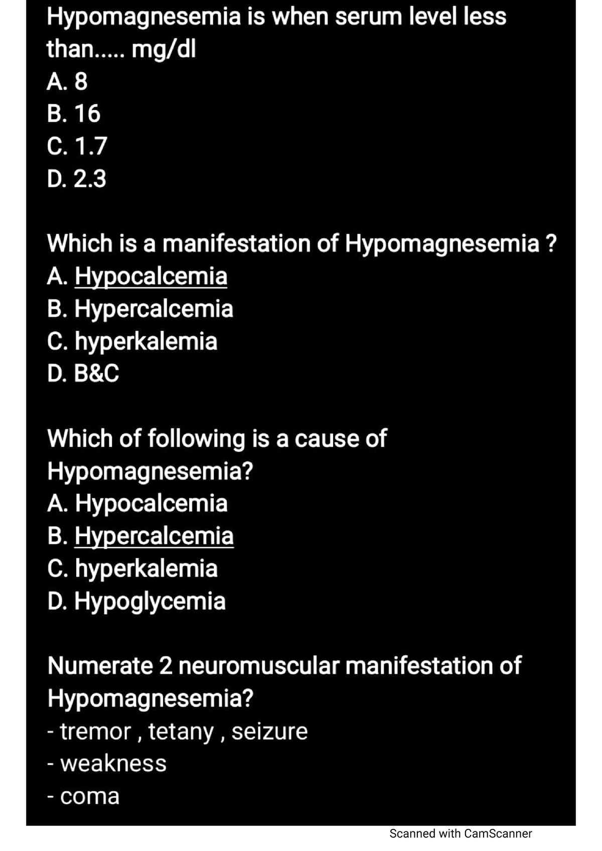 Hypomagnesemia - Physiology Pathology - Studocu