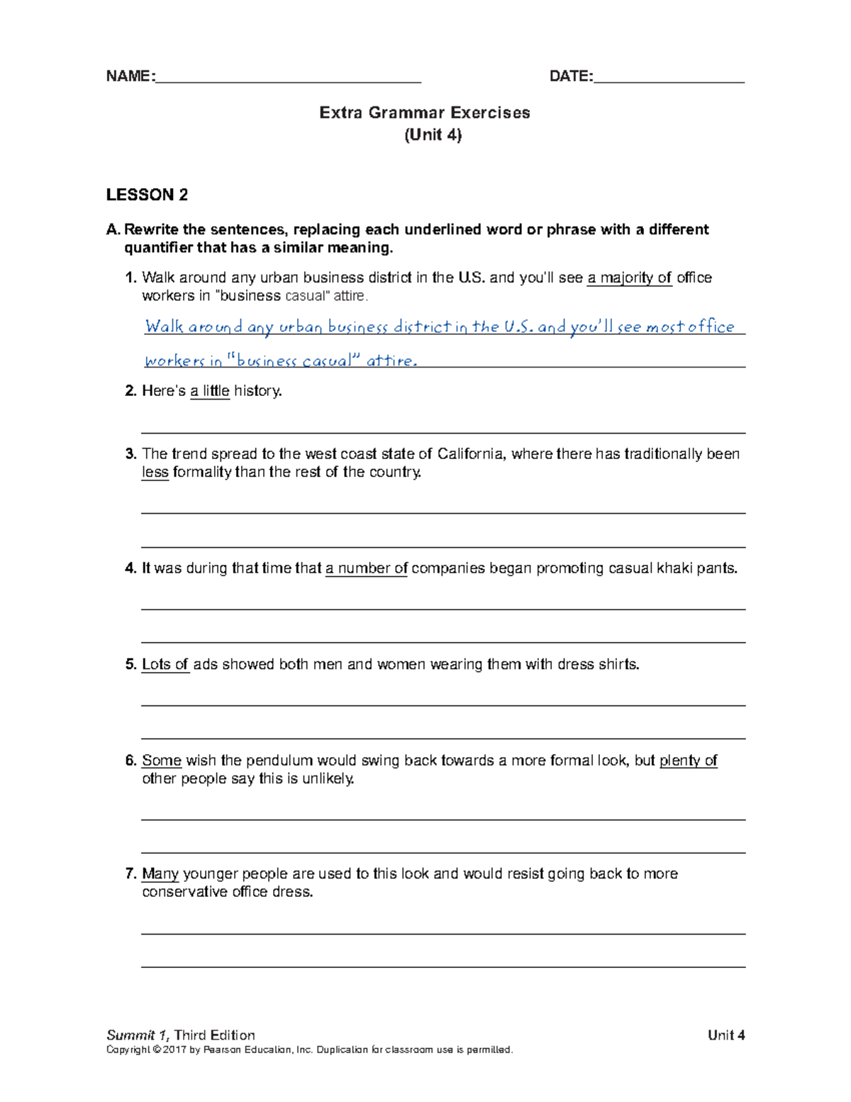 04-Extra Grammar Exercises - Copyright © 2017 by Pearson Education, Inc ...
