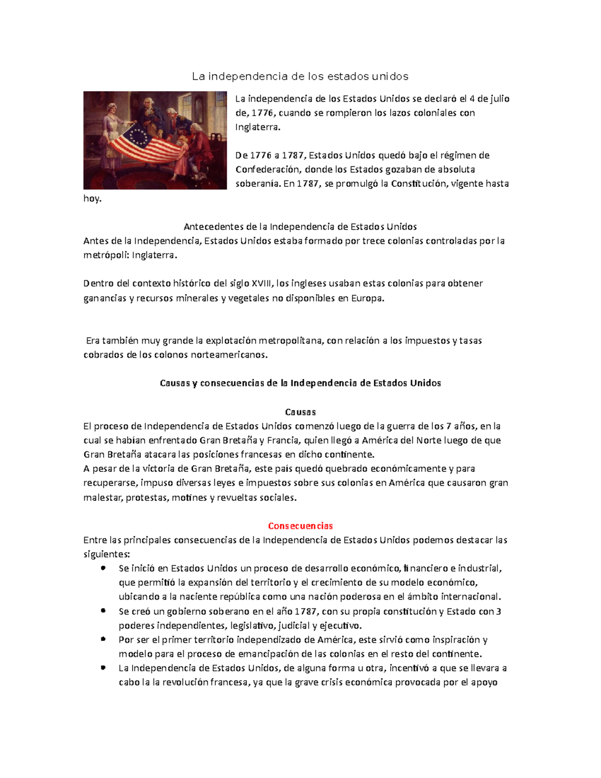 La independencia de los estados unidos - De 1776 a 1787, Estados Unidos ...