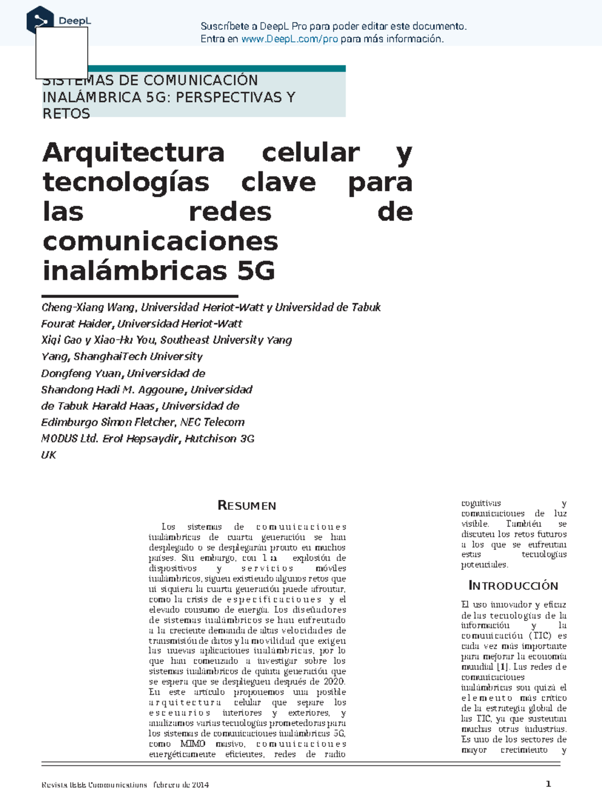 Cellular Architecture and Key Technologies for 5G es - Arquitectura ...