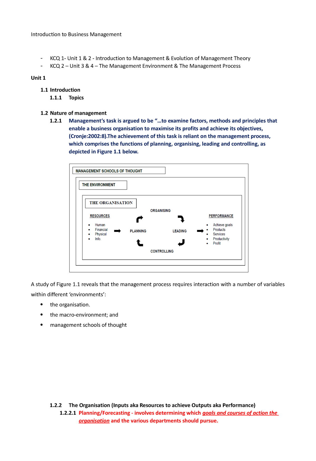 Study Notes - Introduction To Business Management KCQ 1- Unit 1 & 2 ...