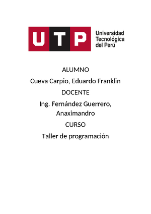 Taller de programacion - UTP - Studocu