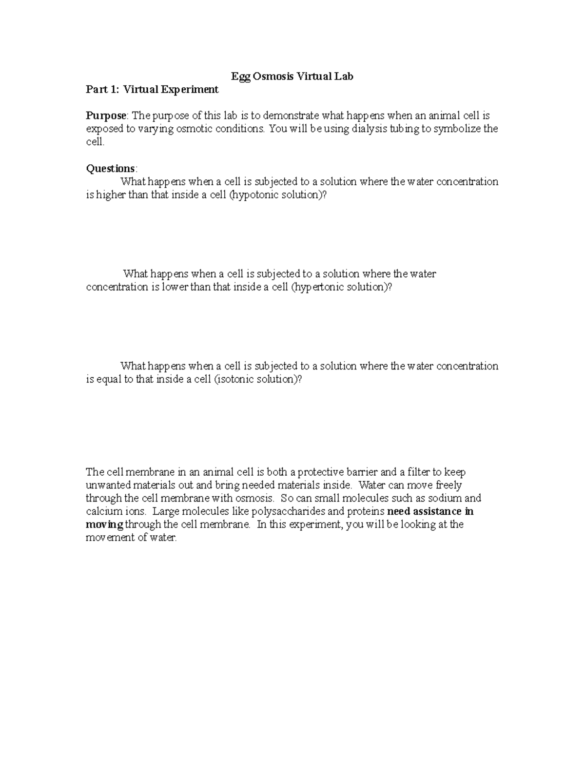 Osmosis Virtual Lab Anatomy and Physiology Egg Osmosis Virtual Lab
