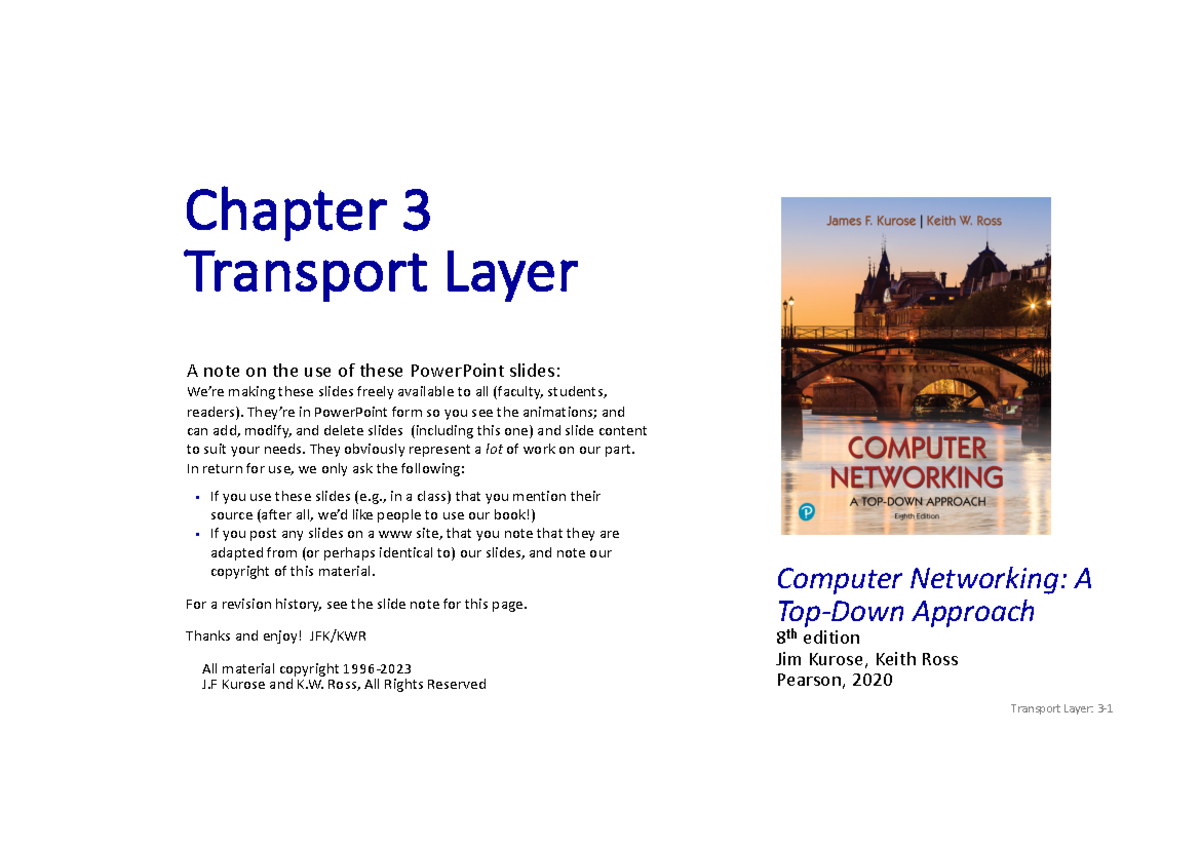 Chapter 3 SSRI - powerpoint aula - Computer Networking: A Top-Down ...