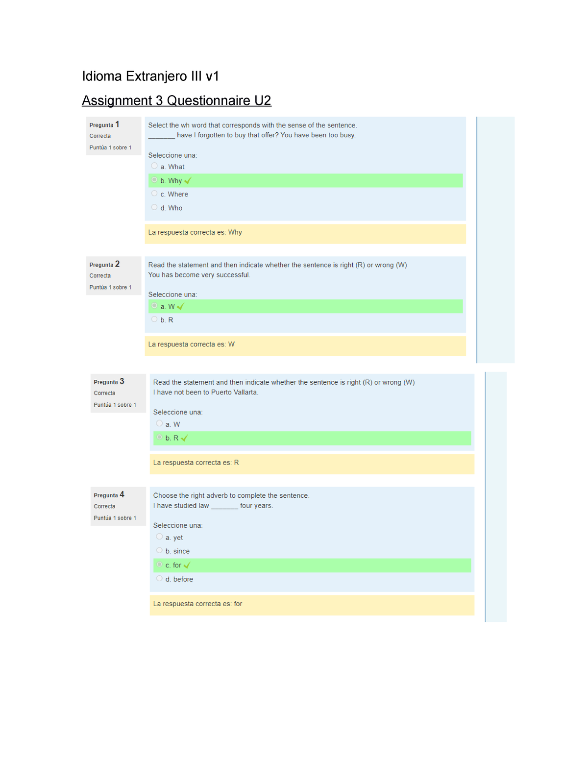 assignment 3 questionnaire u2 uveg idioma extranjero iii